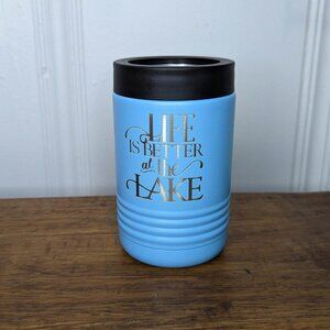 Can Koozie, Life Lake, Light Blue Engraved Tumbler